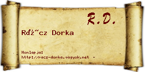 Rácz Dorka névjegykártya